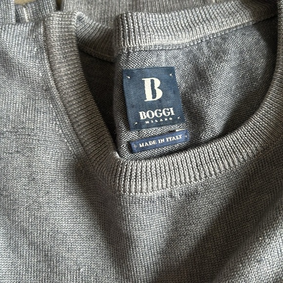 Boggi Milano Men's Merino Wool Cardigan Made in Italy, Gray, size Xl - Picture 3 of 3